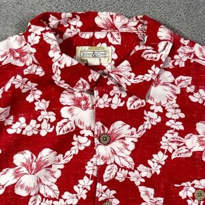 Ocean & Coast Men's Hawaiian‎ Shirt Floral Tropical Red White Button Up Large